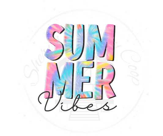 Summer Vibes Tye Dye Summer DTF Transfer Print(Only) Ready To Press