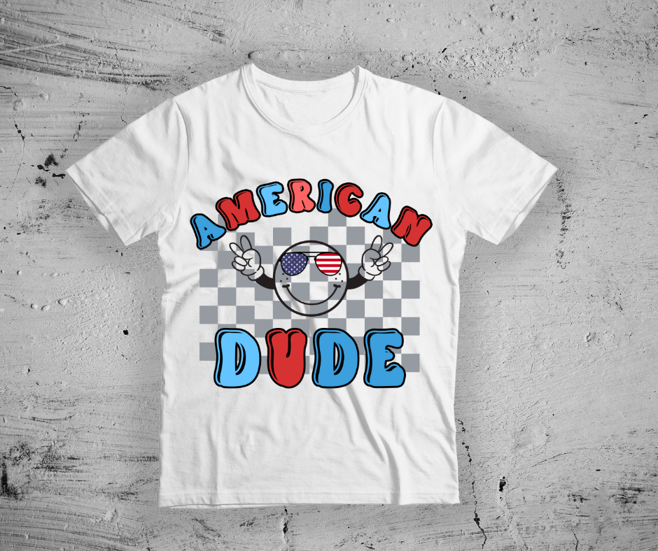 American Dude 4th Of July- DTF Transfer Print Ready To Press