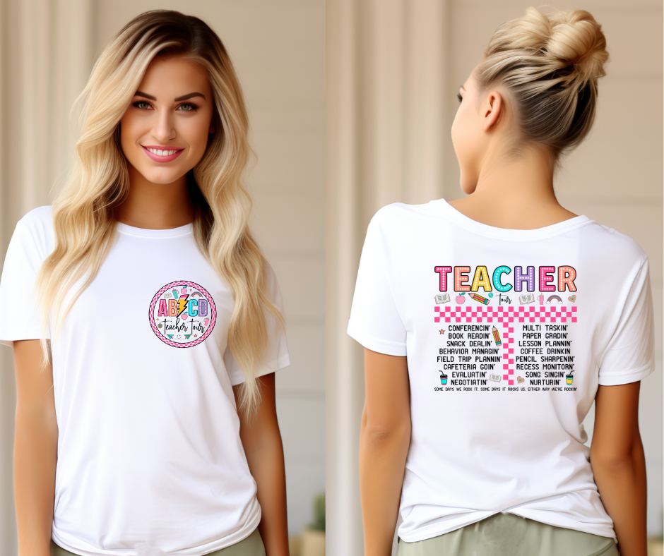 ABCD Teacher Tour- Back To School- DTF Transfer Ready To Press