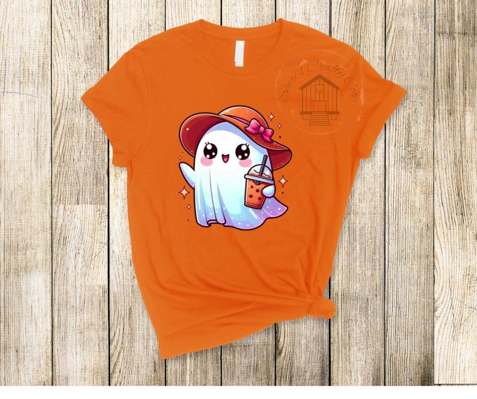 Bubble Tea Ghost-DTF Transfer Print- Ready To Press