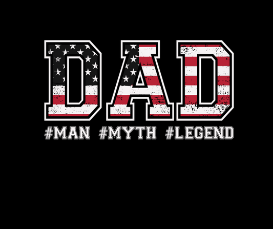Dad-Red White & Blue- Man Myth Legend DTF Transfer Print Ready To Press