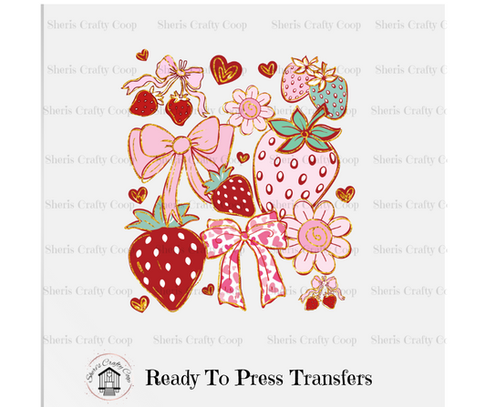 Summer Strawberries- DTF Transfer Print- Ready To Press