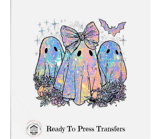 Spooky Iridescent Ghost-Cute Ghost Halloween DTF Transfer Print- Ready To Press