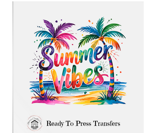 Retro Summer Vibes Tropical- Frankish- DTF Transfer Print- Ready To Press