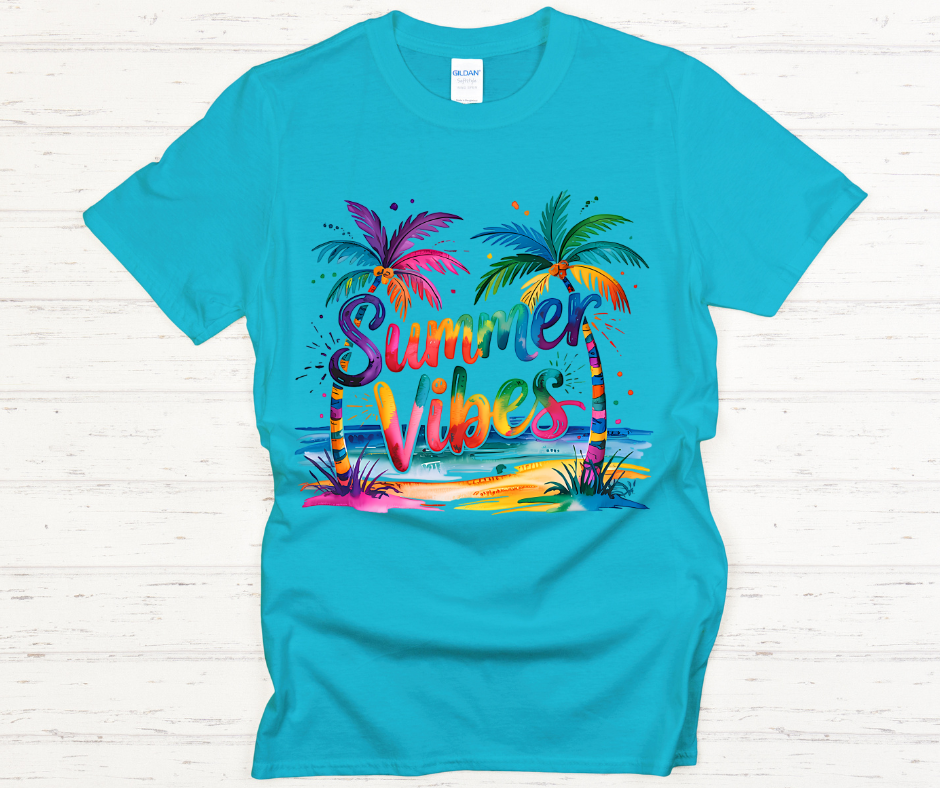 Retro Summer Vibes Tropical- Frankish- DTF Transfer Print- Ready To Press