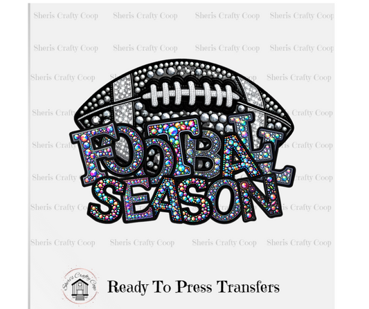 Football Season Rhinestsone Look- DTF Transfer Print- Ready To Press
