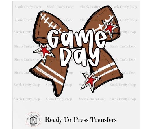 Football Game Day Coquette Bow- DTF Transfer Print- Ready To Press