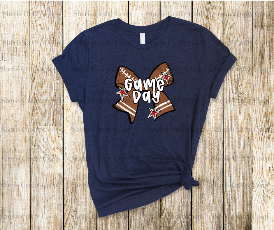 Football Game Day Coquette Bow- DTF Transfer Print- Ready To Press