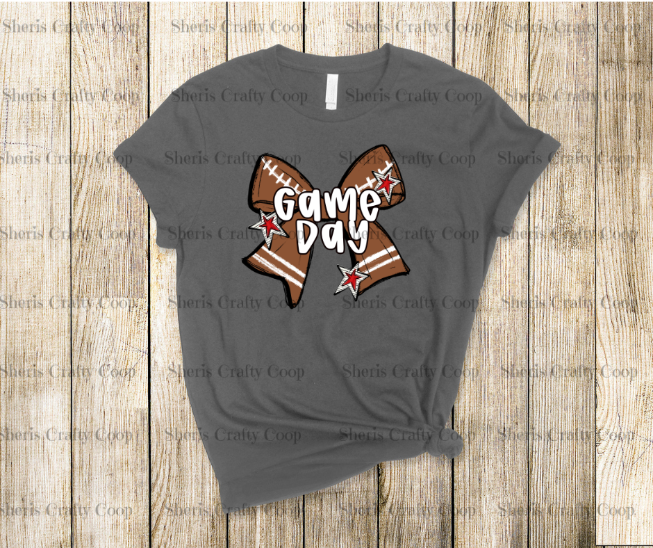 Football Game Day Coquette Bow- DTF Transfer Print- Ready To Press