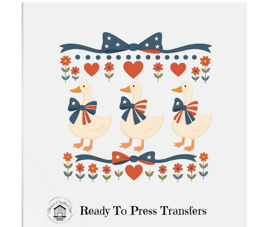 Vintage Geese Fourth Of July- DTF Transfer Print- Ready To Press