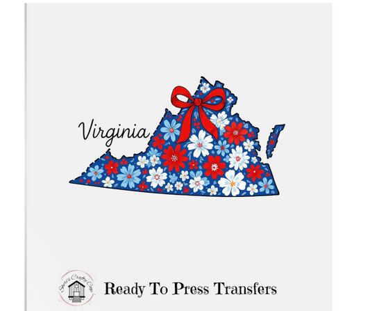 Virginia Floral State - DTF Transfer Print- Ready To Press