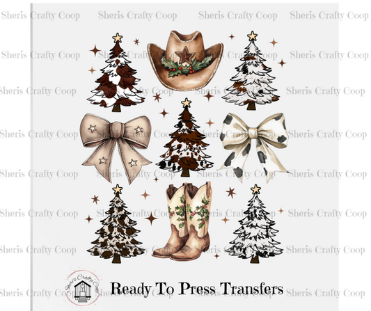 Western Coquette Christmas- DTF Transfer Print- Ready To Press