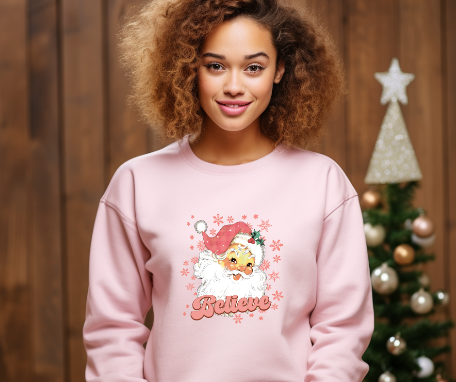 Believe Pinkish Santa- DTF Transfer Print Ready To Press