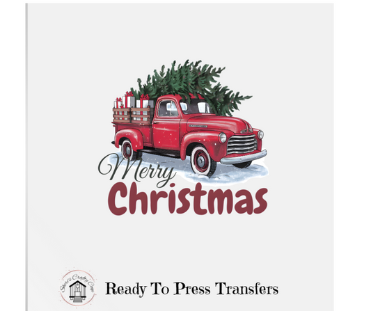 Vintage Red Truck Merry Christmas- DTF Transfer Print Ready To Press