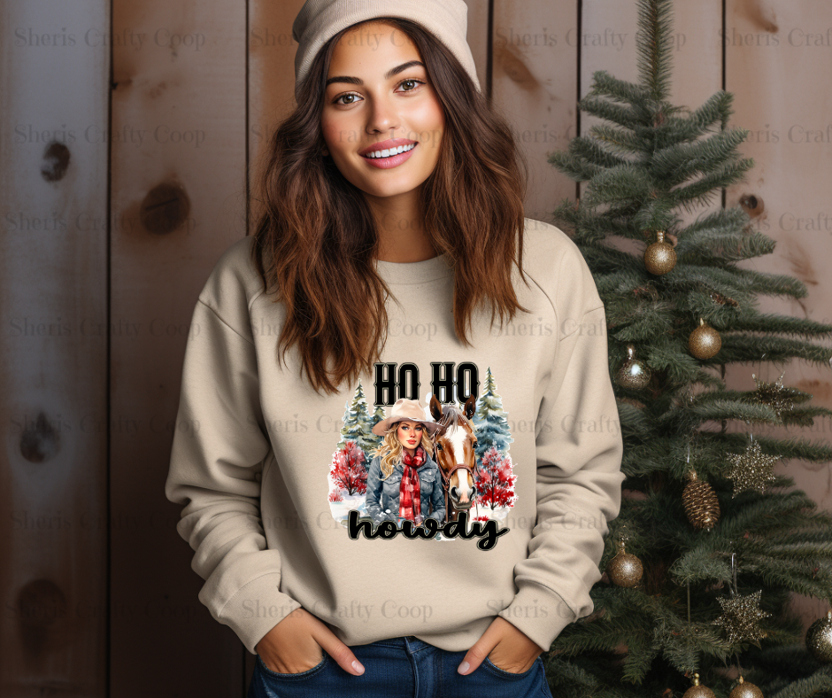 Ho Ho Howdy Country Horse Christmas- DTF Transfer Print- Ready To Press