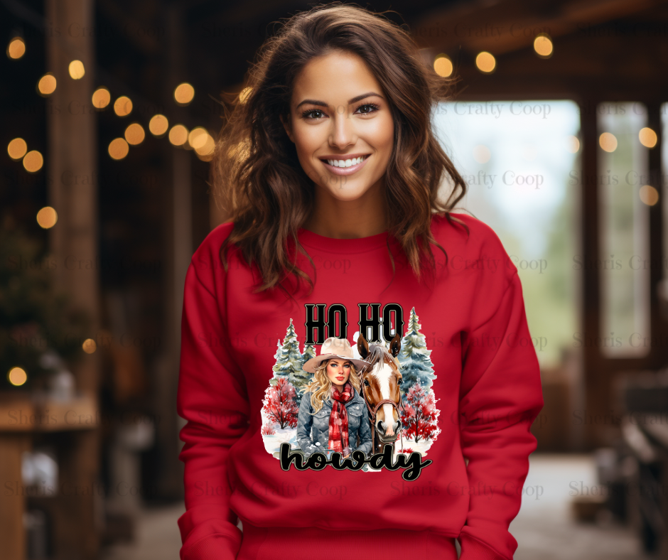 Ho Ho Howdy Country Horse Christmas- DTF Transfer Print- Ready To Press
