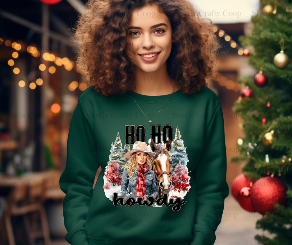 Ho Ho Howdy Country Horse Christmas- DTF Transfer Print- Ready To Press