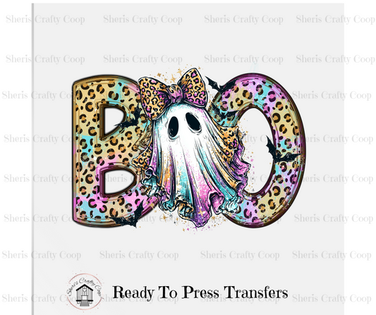 Boo Leopard Print- DTF Transer Print- Ready To Press