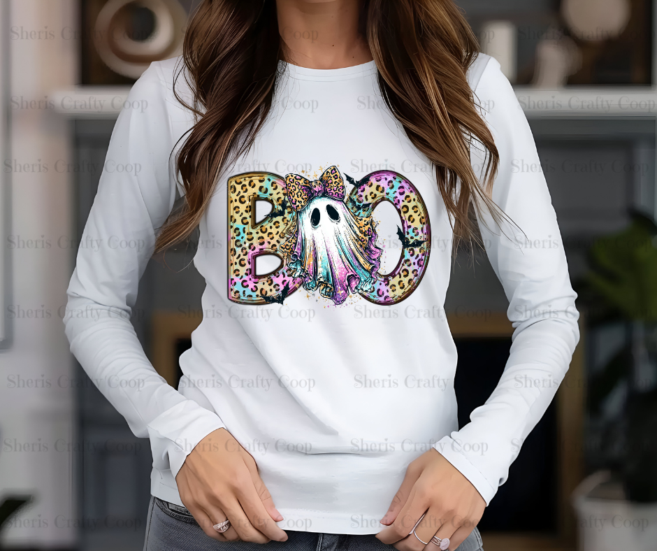 Boo Leopard Print- DTF Transer Print- Ready To Press