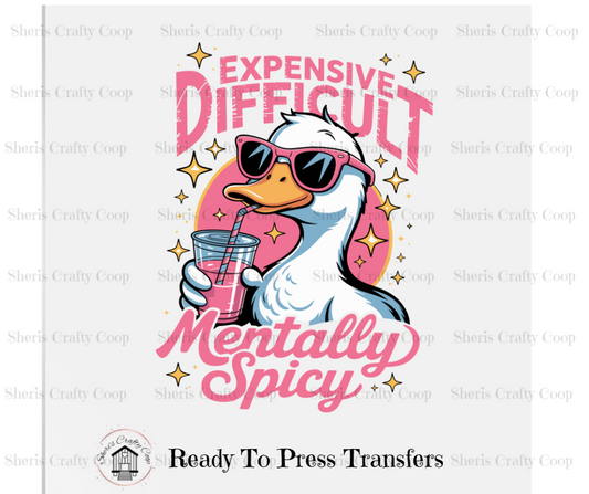 Expensive Difficulut And Mentally Spicy- DTF Transer Print- Ready To Press