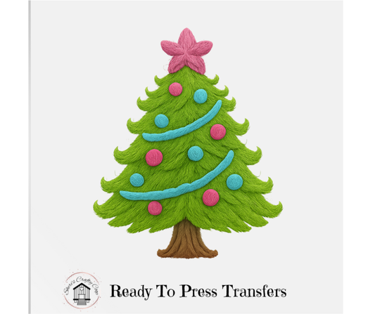 Christmas Tree-Faux Yarn-DTF Transfer Print(Only) Ready To Press