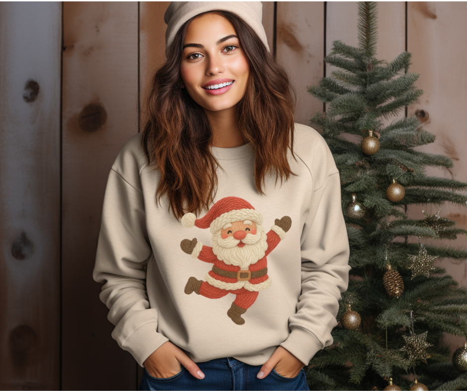 Dancing Santa-Faux Yarn-DTF Transfer Print(Only) Ready To Press