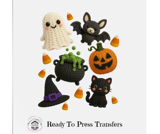 Halloween Things Faux Yarn- DTF Transer Print- Ready To Press
