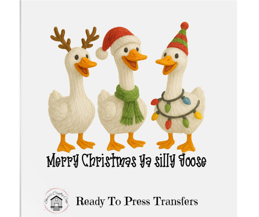 Merry Christma Ya Silly Goose-Faux Yarn-DTF Transfer Print(Only) Ready To Press