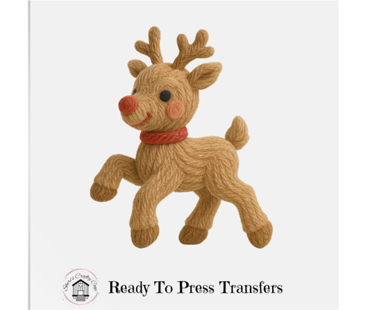 Rudolph-Faux Yarn-DTF Transfer Print(Only) Ready To Press