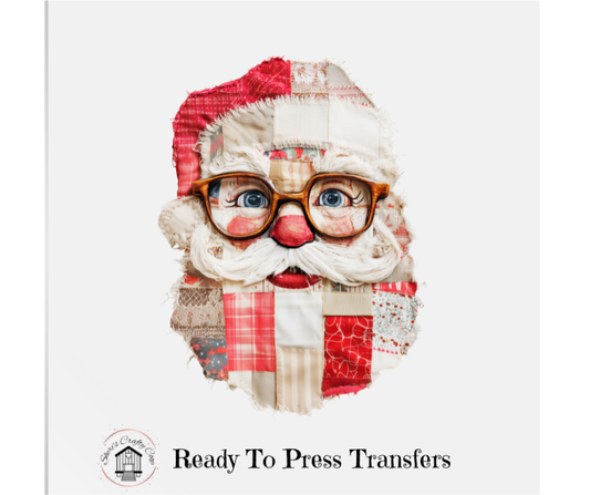 Vintage Patchwork Santa-DTF Transfer Print(Only) Ready To Press