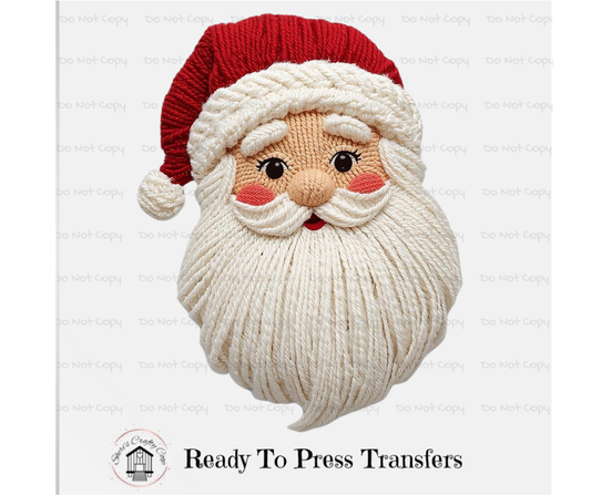 Red Vintage Santa-Faux Yarn-DTF Transfer Print(Only) Ready To Press