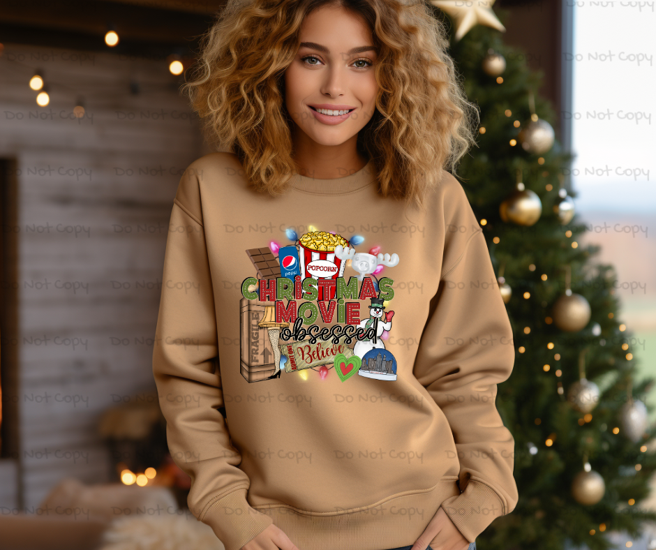 Christmas Movie Obsessed- Christmas DTF Transfer Print- Ready To Press