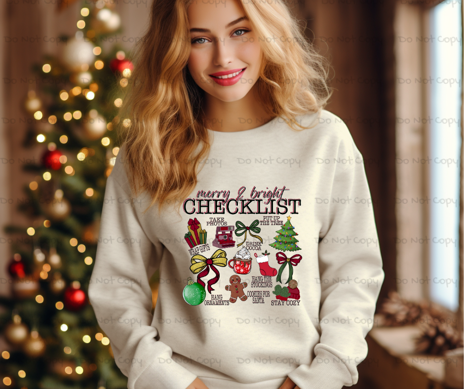 Christmas Checklist Christmas DTF Transfer Print- Ready To Press