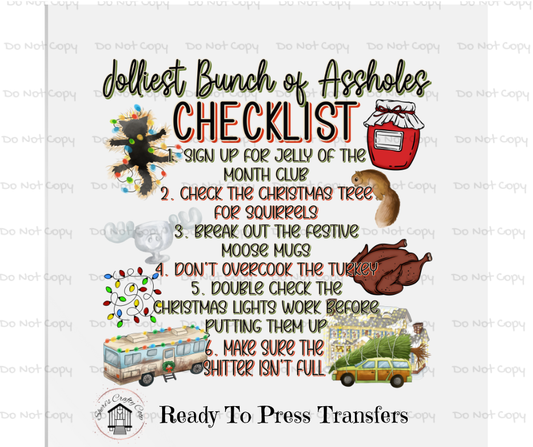 Jolliest Bunch Of Assholes-Christmas DTF Transfer Print- Ready To Press