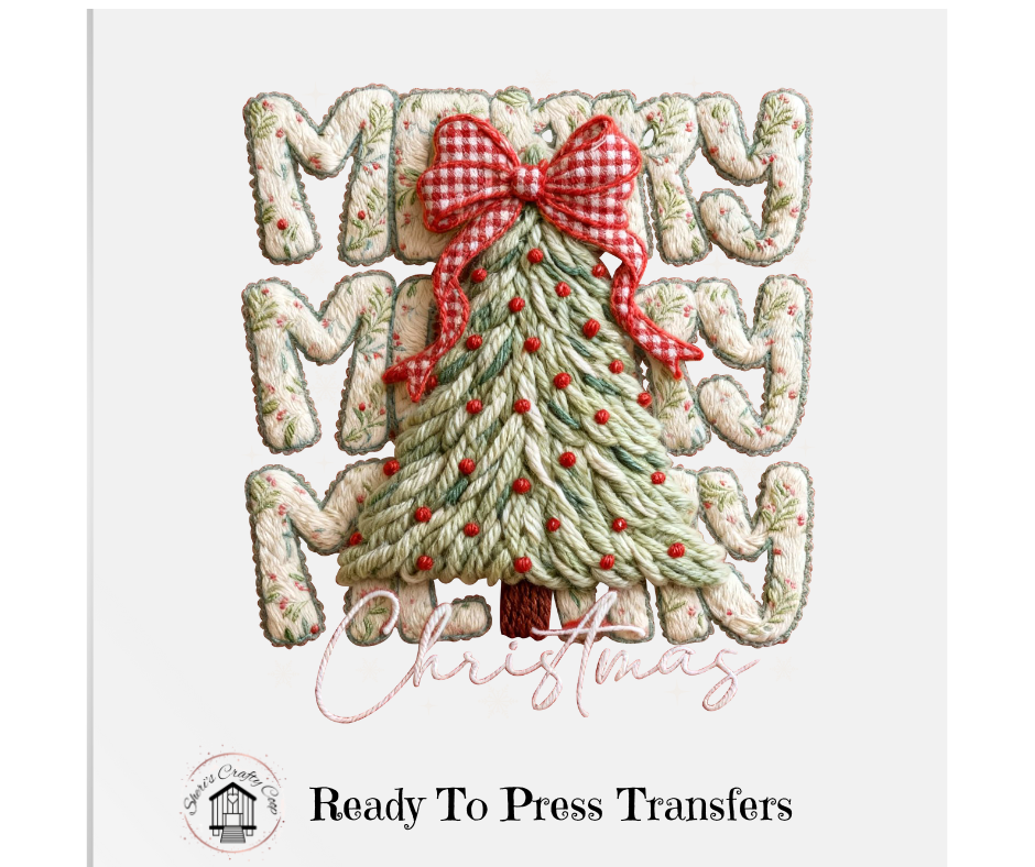 Merry Christmas Latch Hook Yarn Crochet Preppy Christmas Bos- Christmas DTF Transfer Print- Ready To Press (Copy)