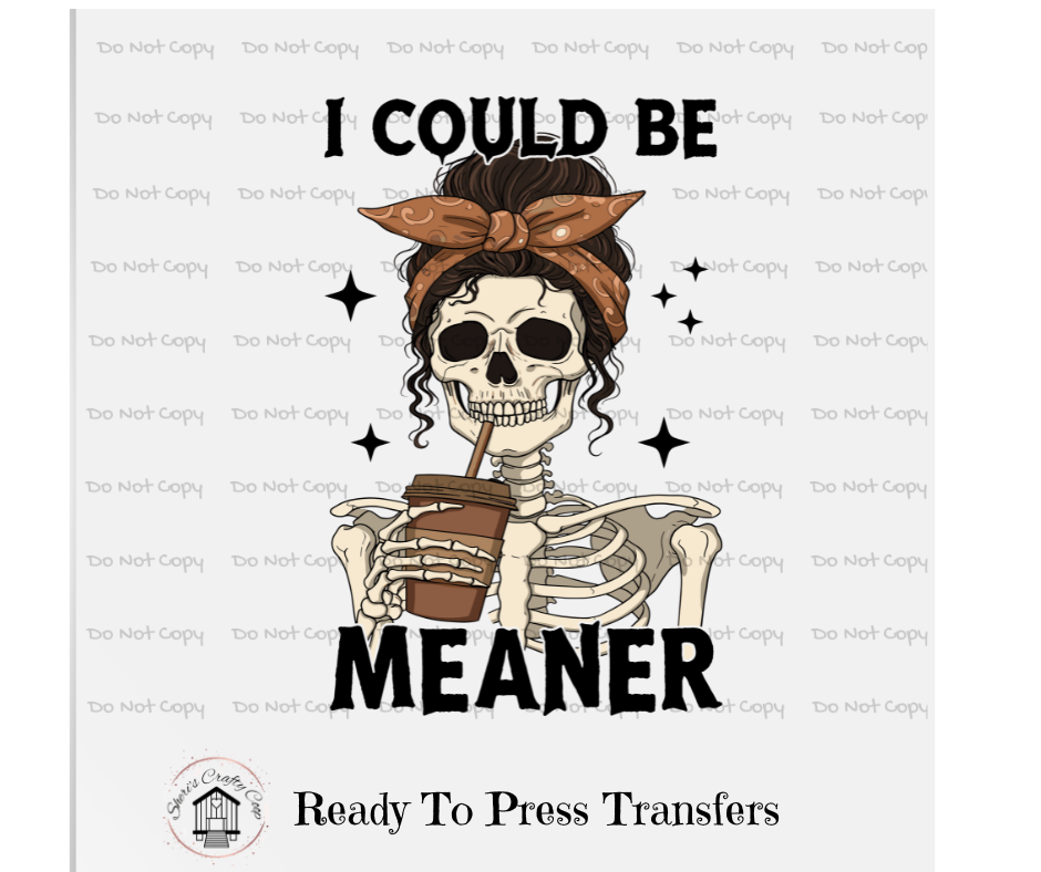 I Could Be Meaner- DTF Transfer Print Ready To Press