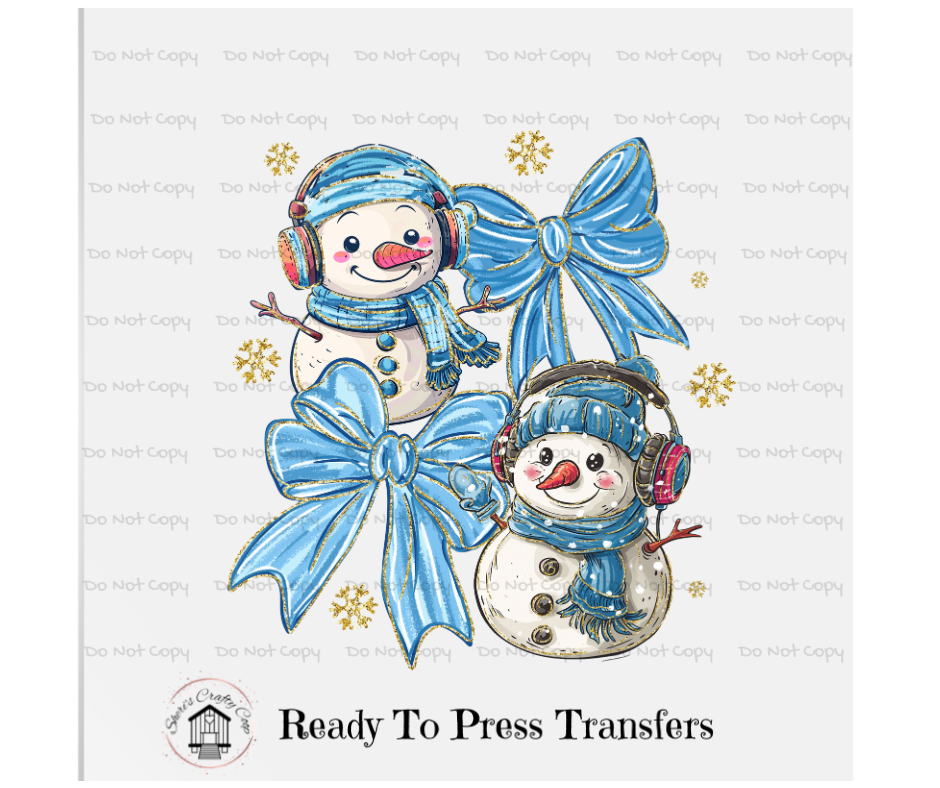 Winter Blues Snowman-DTF Transfer Print(Only) Ready To Press