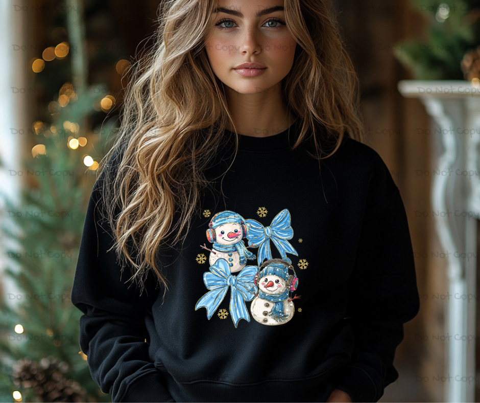 Winter Blues Snowman-DTF Transfer Print(Only) Ready To Press