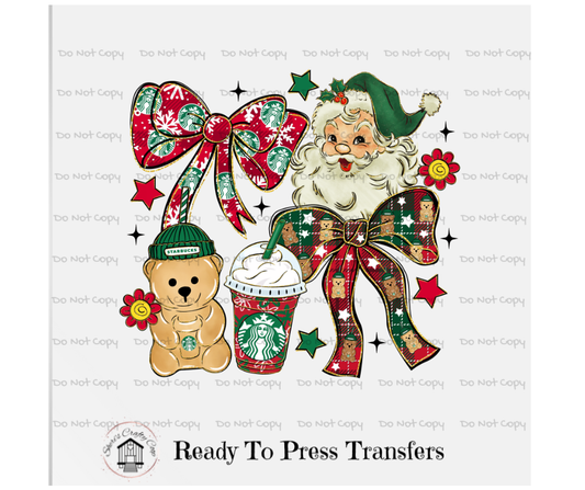 Christmas Coffe Bear Coquette-DTF Transfer Print(Only) Ready To Press