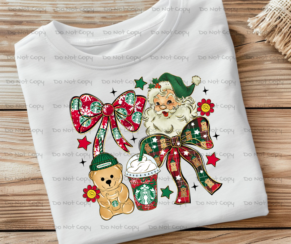 Christmas Coffe Bear Coquette-DTF Transfer Print(Only) Ready To Press