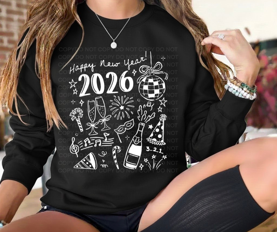 2026 New Years Eve -DTF Transfer Print Ready To Press Holiday Design