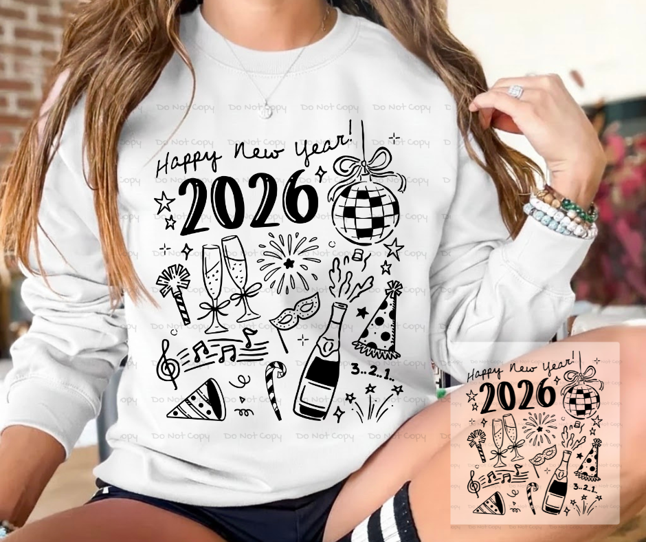 2026 New Years Eve -DTF Transfer Print Ready To Press Holiday Design