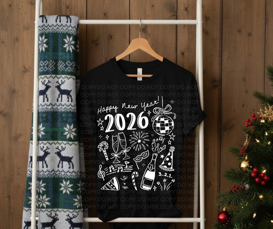 2026 New Years Eve -DTF Transfer Print Ready To Press Holiday Design