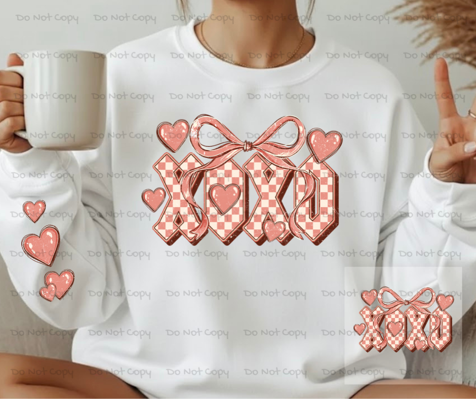 XOXO Checkered Valentines Day DTF Transfer Prints-  Ready To Press