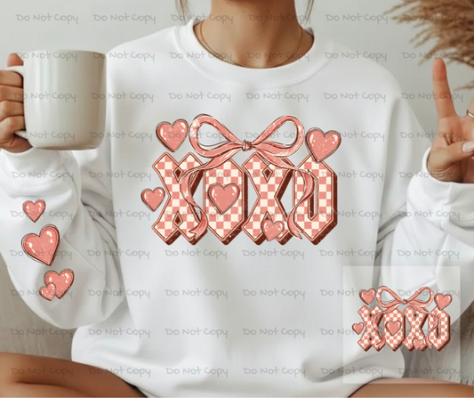 XOXO Checkered Valentines Day DTF Transfer Prints-  Ready To Press
