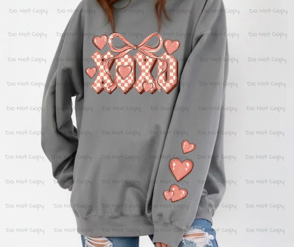 XOXO Checkered Valentines Day DTF Transfer Prints-  Ready To Press