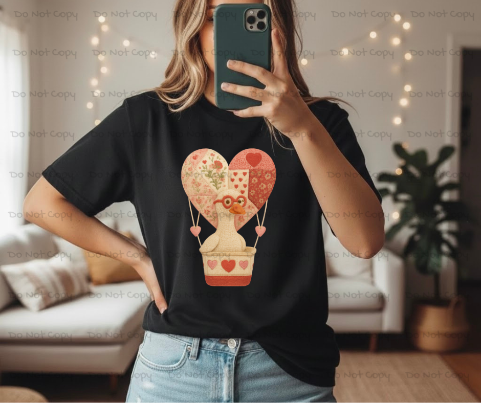 Goose Love Airballon -Goose Valentines Day DTF Transfer Prints- Ready To Press