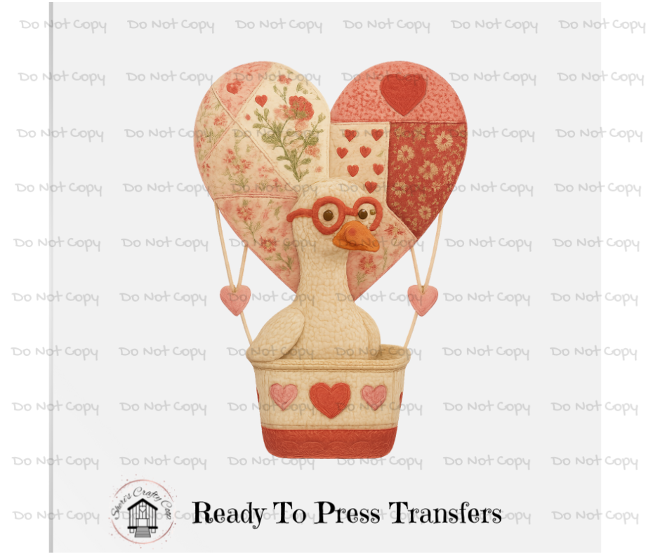 Goose Love Airballon -Goose Valentines Day DTF Transfer Prints- Ready To Press