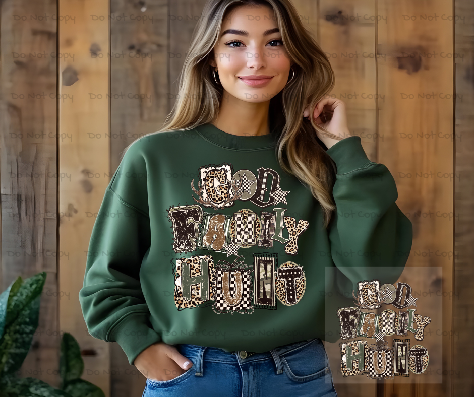 God Family Hunt-Camo DTF Transfer Prints- Ready To Press