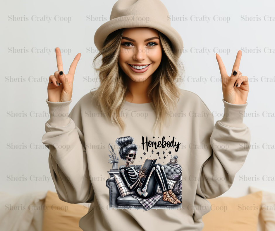 Homebody Skelly Girl- DTF Transfer Print Ready To Press